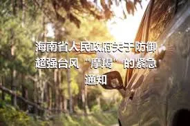 海南省人民政府关于防御超强台风“摩羯”的紧急通知